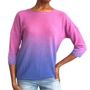 PURPLE & PINK TYE-DYE LONG SLEEVE KNITTED 100% CASHMERE SWEATER